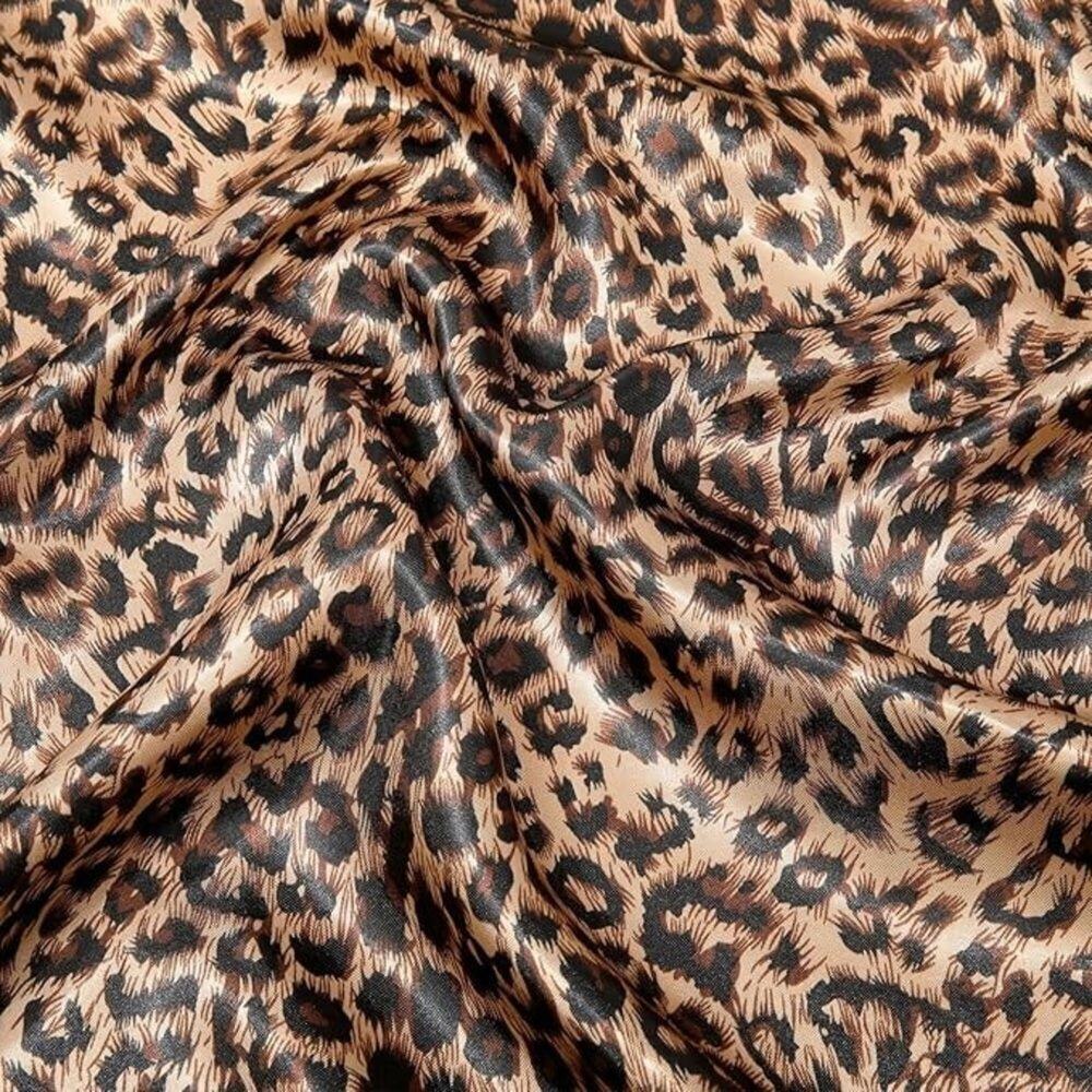Leopard Print Silk Scarf Bandana - Picture 6 of 7